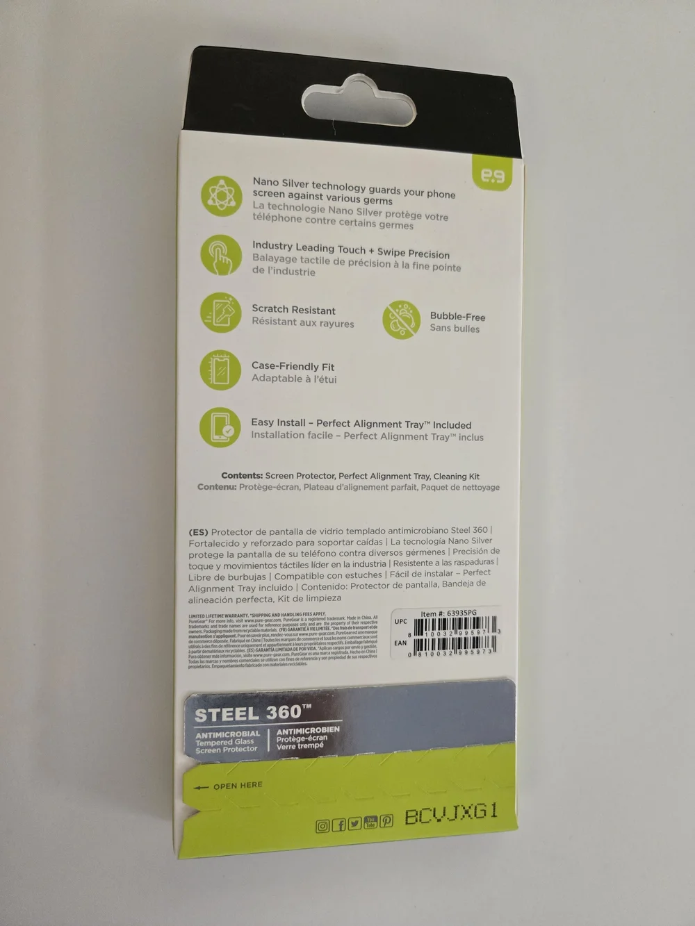 Steel360 Antimicrobial Tempered Glass Screen Protector - Black For Moto G Powet